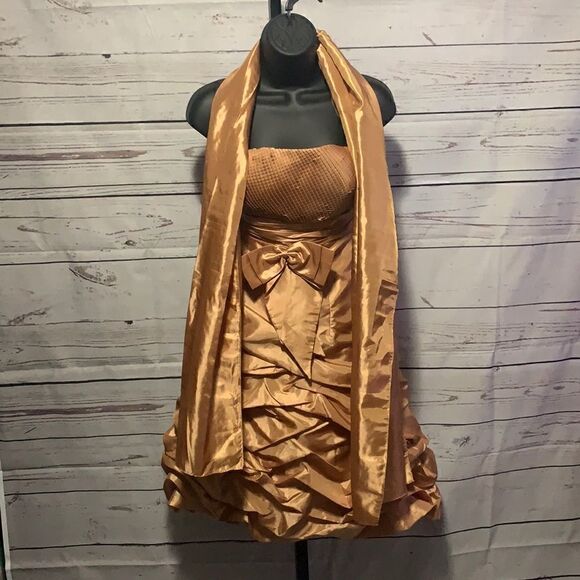 Gold Ruffle Dress    - Picture 3 of 3